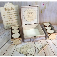 customize wood rustic vintage wedding guest book alternative drop in wish box wishes birthday baby shower drop top box guestbook