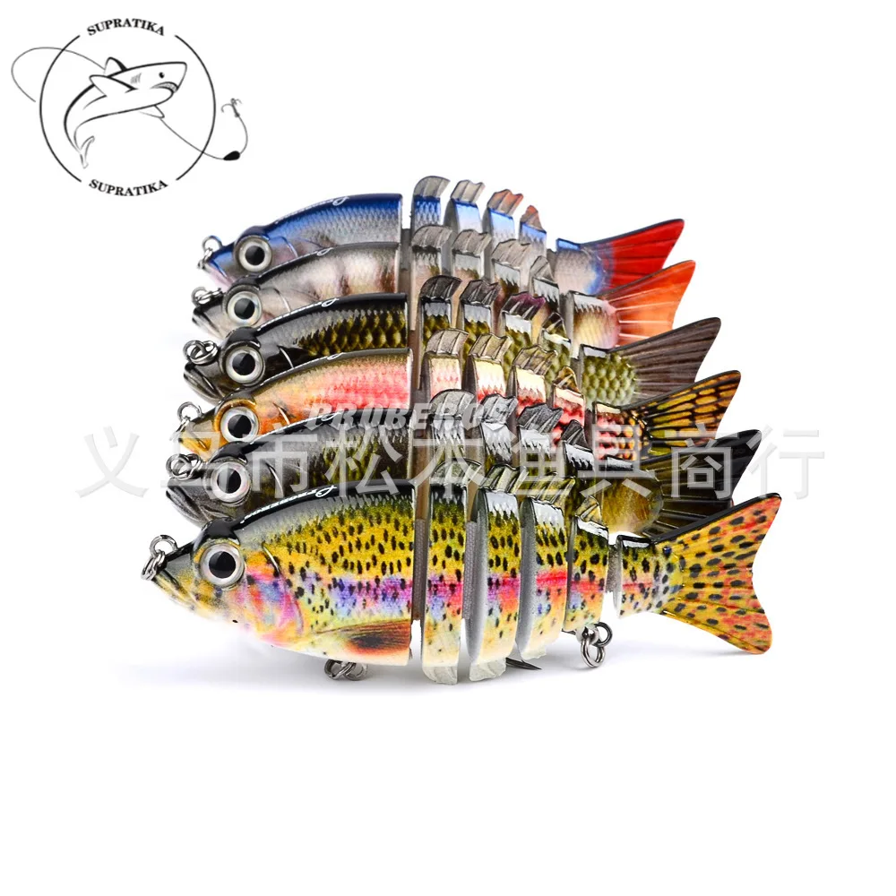 

1 шт. 3D картина мульти шарнирные жесткая наживка опускается на дно 6 сегментов рыболовные приманки 10 см/15,6 г 6 # крюк искусственные Карп бас Дж...