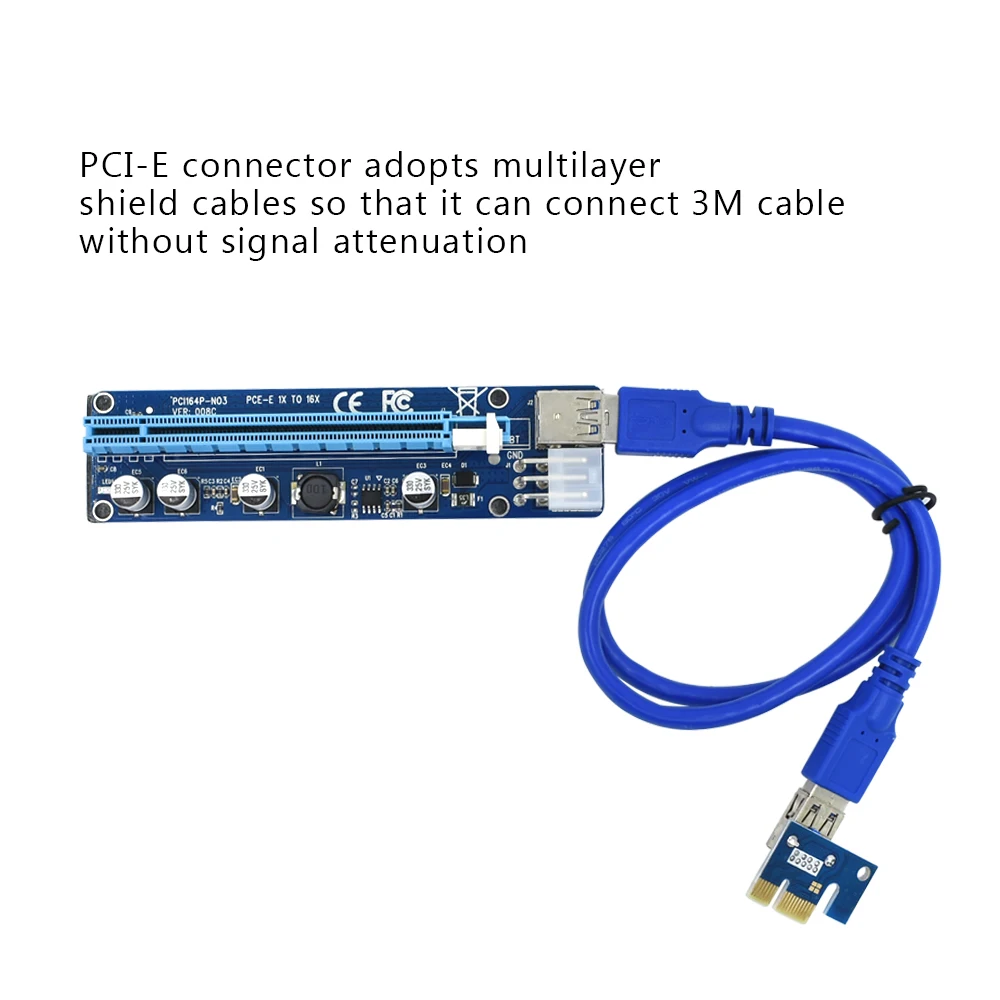 TISHRIC новейший gpu PCIE PCI-E Райзер 008C карта PCI E X16 Express 6Pin для SATA 1X 16X USB3.0 удлинитель