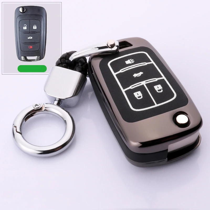 Сплав светящийся чехол для ключа автомобиля для Chevrolet Cruze Aveo Trax Opel Astra Corsa Meriva Zafira Antara J Mokka Insignia для Buick - Название цвета: C-black