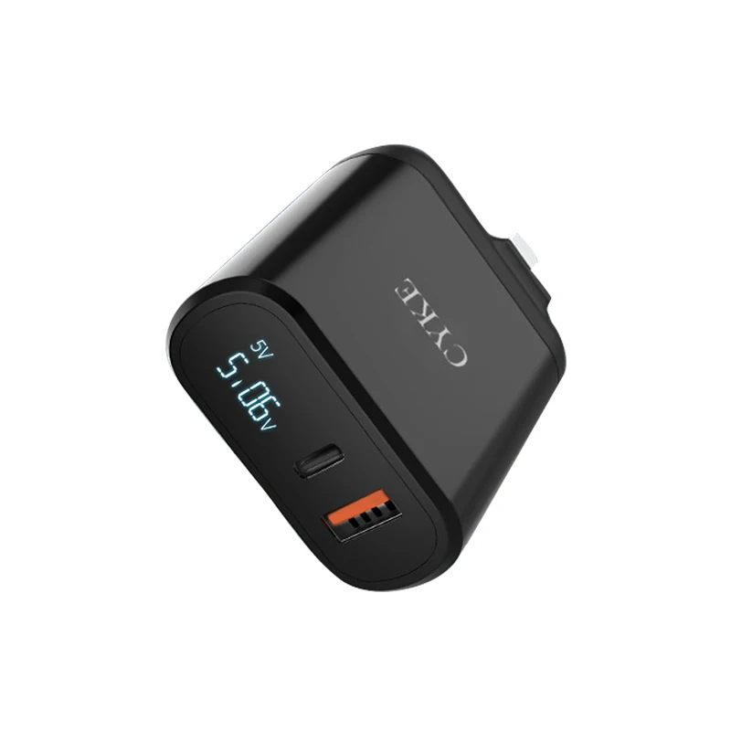 18 Вт Быстрая зарядка QC3.0 PD3.0 зарядное устройство цифровой дисплей 2 порта USB US UK EU