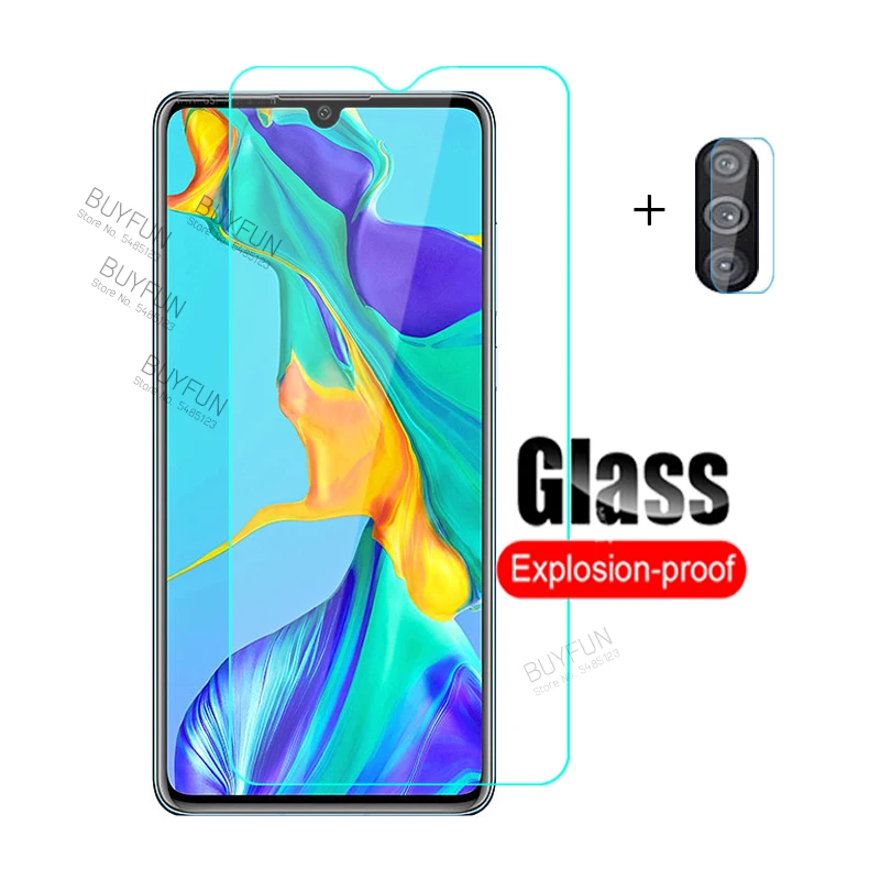 2в1 Защитное стекло для экрана Huawei P30 Lite объектив камеры закаленное HW HuaweiP30 P30Lite