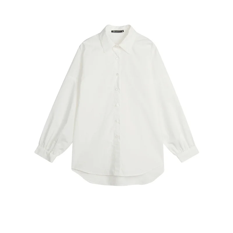 

MJstyle 2021 100% Cotton Spring Casual Women Shirts, Summer Fashion Solid Color Long Sleeve Shirt Women Tops, Pink 521120032