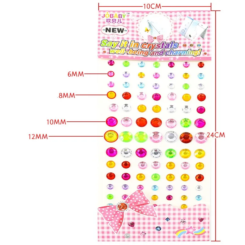 6-12 мм наклейки со стразами акриловые разного размера одинарные Круглые