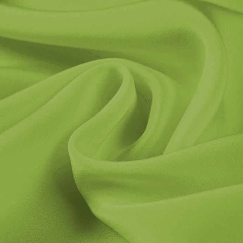 

100% Silk Crepe de Chine Natural Pure Mulberry 12 14 16 30mm 45"( 114cm ) 55" (140cm) Width Grass Green Cloth Lining Silk Fabric