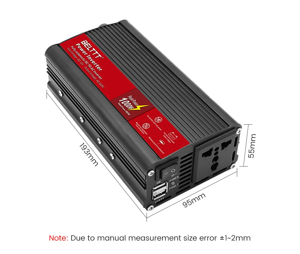 SUNYIMA чистая Синусоидальная волна инвертор 12 V/24 V к переменному току 220V 1000W Напряжение трансформатор двойной светодиодный Дисплей переключатель Мощность усилитель конвертера