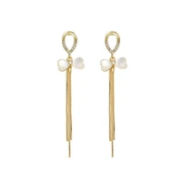 opal bow fairy hanging earrings 2021 trend new gold tassel long chain korean earrings for women jewelry gift