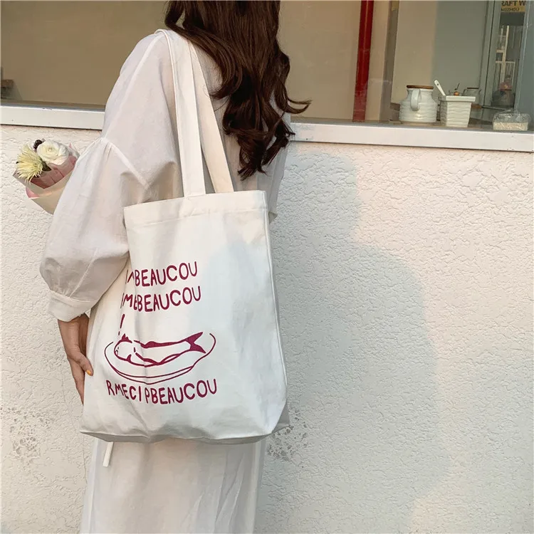 

Korean Designer INS Casual Canvas Bag for Women Student Shoulder Bag Portable Large Capacity Tote Book Female Shopping Handbag
