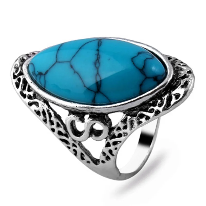 Женские кольца с крупным конским глазом 6 цветов натуральным зеленым камнем и