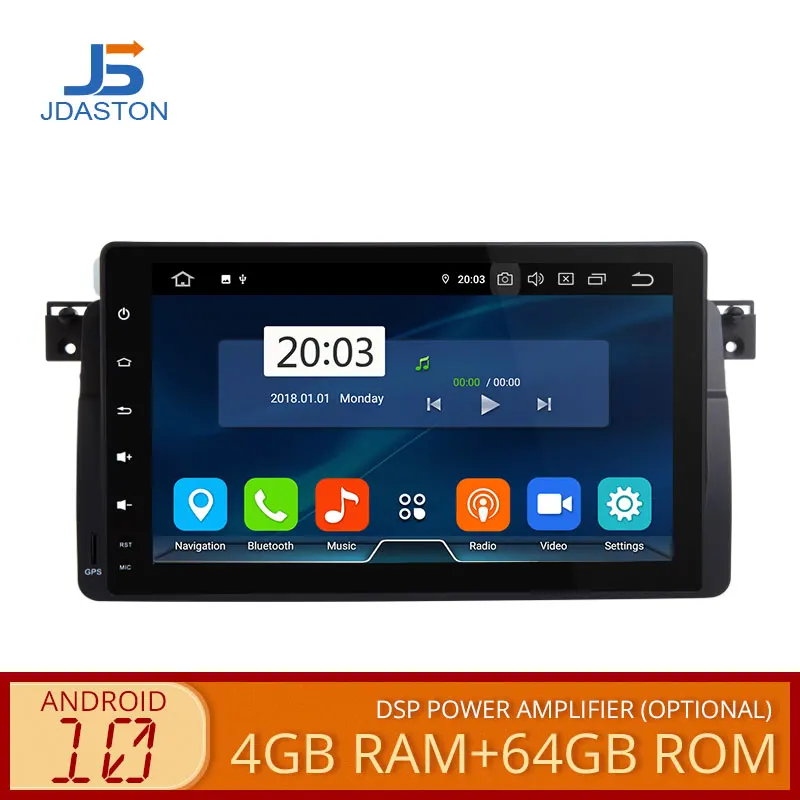 Автомобильный мультимедийный плеер JDASTON 2 DIN Android 10 для BMW E46 M3 MG ZT Rover 75 4 Гб + 64 ГБ