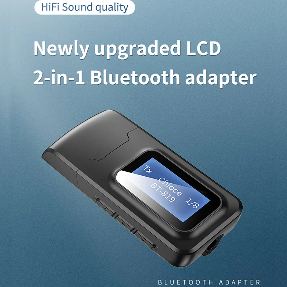 Беспроводной аудиоадаптер с ЖК дисплеем Bluetooth 5 0 AUX разъем 3 мм USB|Беспроводные