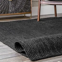 carpet natural jute woven black double sided rug hemp rug modern living small rug bedroom decoration