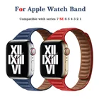 Кожаный ремешок для Apple watch band 7 41 мм 45 мм, тонкий браслет для iwatch sertes 6 4244 мм, 38 мм 40 мм