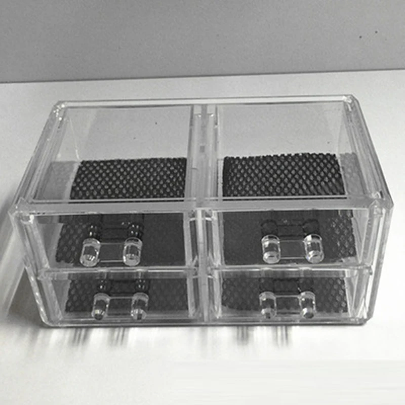 

Transparent plastic small double layer 4 drawer Jewelry Cosmetic Makeup Organizer sort out storage Desktop Sundry Practical Case