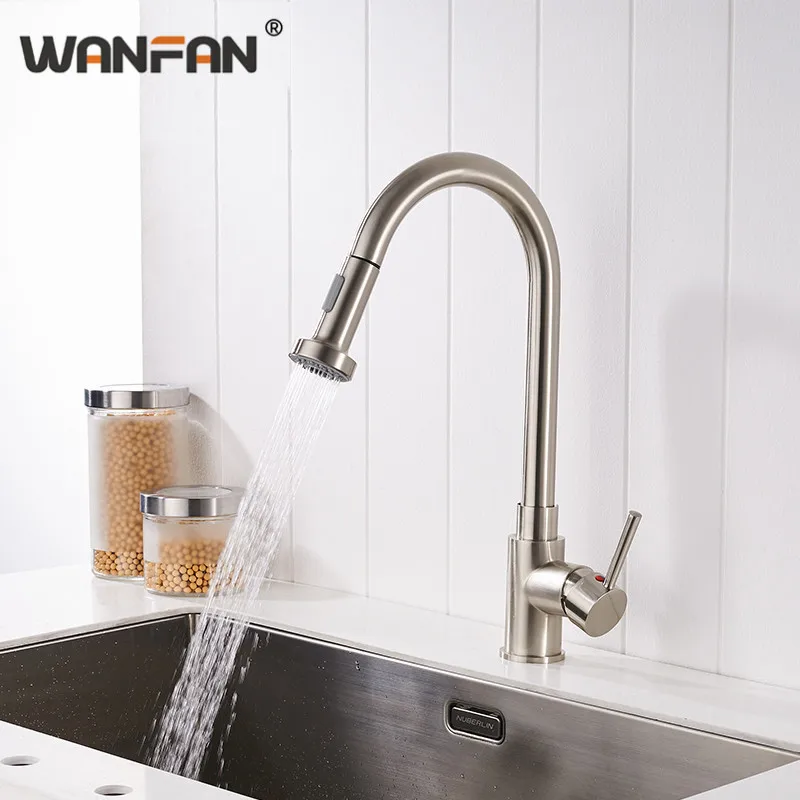 

Современный кухонный кран с выдвижным 360 поворотным носиком, 2 режима, смеситель для воды, никелевая отделка, крепление на раковину, одиночны...