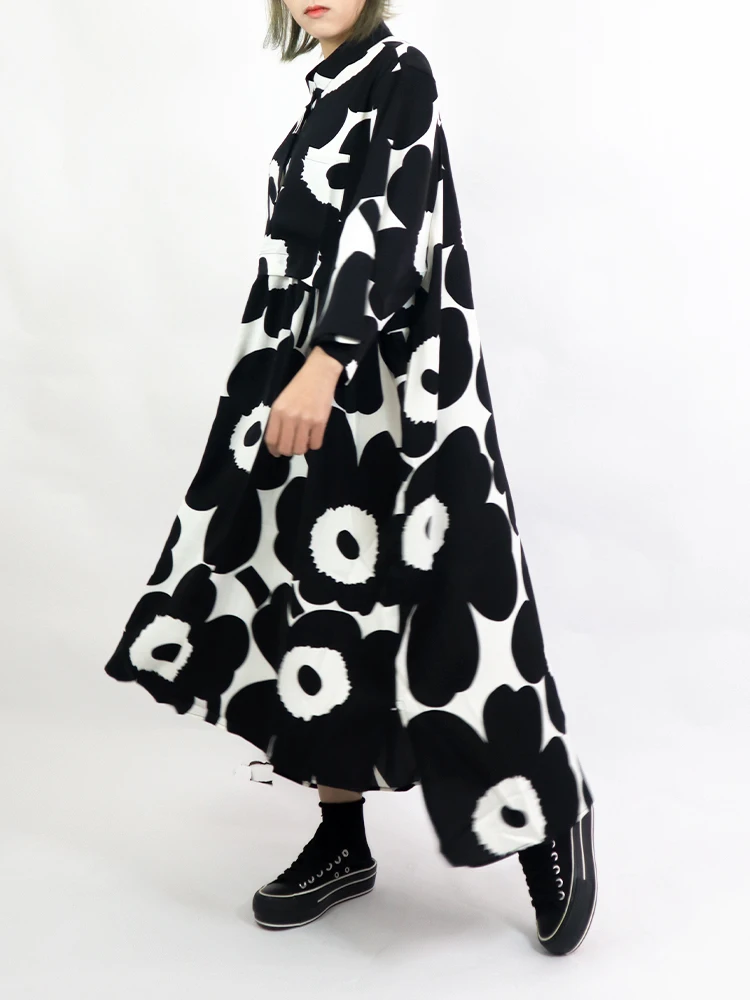 

VANOVICH 2021 Spring and Summer New Wild Women Dress Pluz Size Long Sleeve Cotton Fashion Casual Print Women Clothing