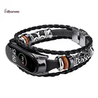 Кожаный браслет с бусинами для Xiaomi Mi Band 4, сменный Плетеный ремешок для наручных часов Apple Smart