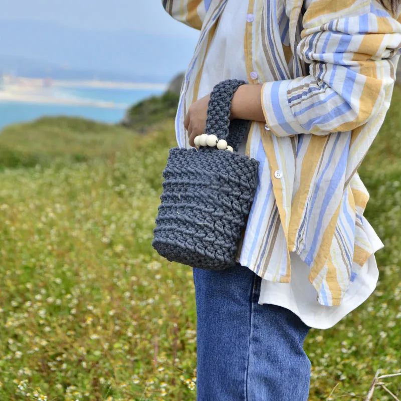 

YoReAi Straw Weave Bucket Bags Rattan Women Summer Beach Cotton Weaves Bag Handbags Totes Casual Hand Pack Beaded Mini Handbag
