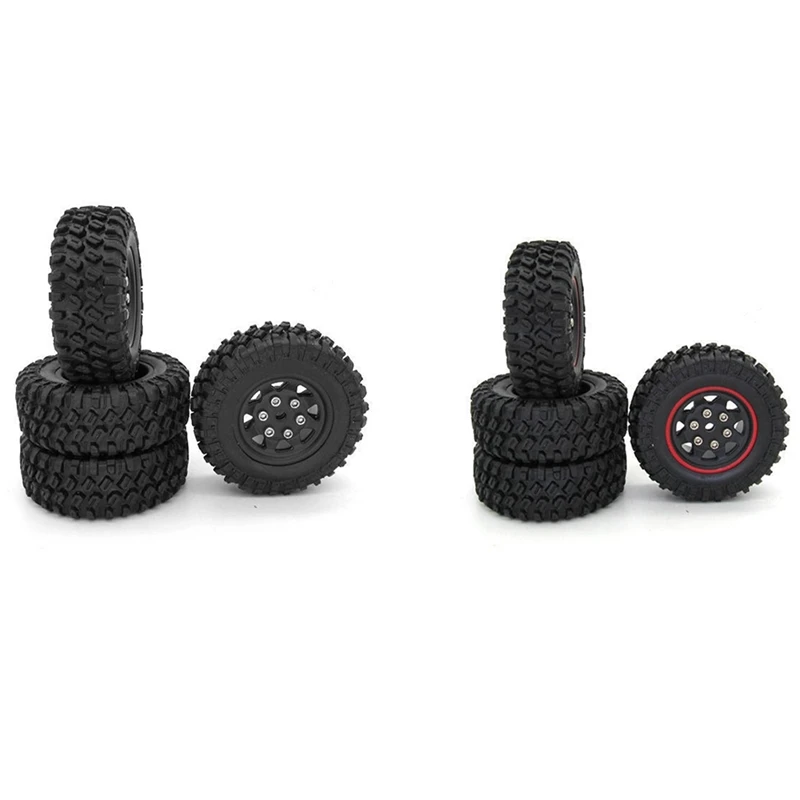 

4PCS 49X18mm Beadlock Wheel Rims Tires Tyre Set for Axial SCX24 90081 1/24 RC Crawler Car Upgrade Parts Accessories