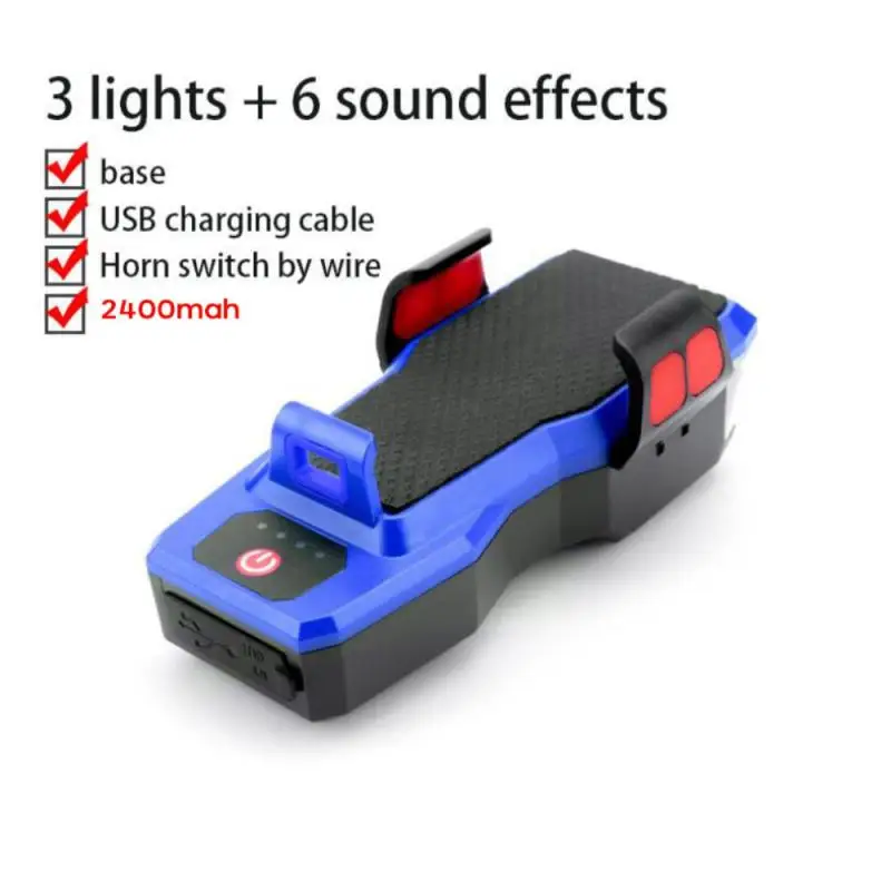 

Waterproof USB Charging Bike Safety 4 In 1 Multifunction Super Bright Headlights With Horn Mobile Phone Support Portable Battery