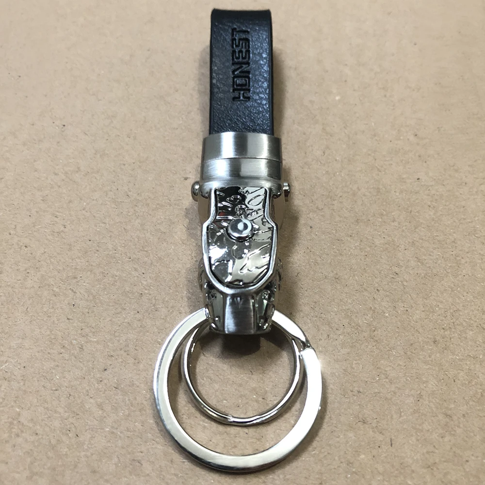 Honest роскошный автомобильный брелок для ключей, Креативный светодиодный брелок с надписью на заказ, мужские брелки с кожаной веревкой, Ювелирное кольцо для ключей, лучший подарок