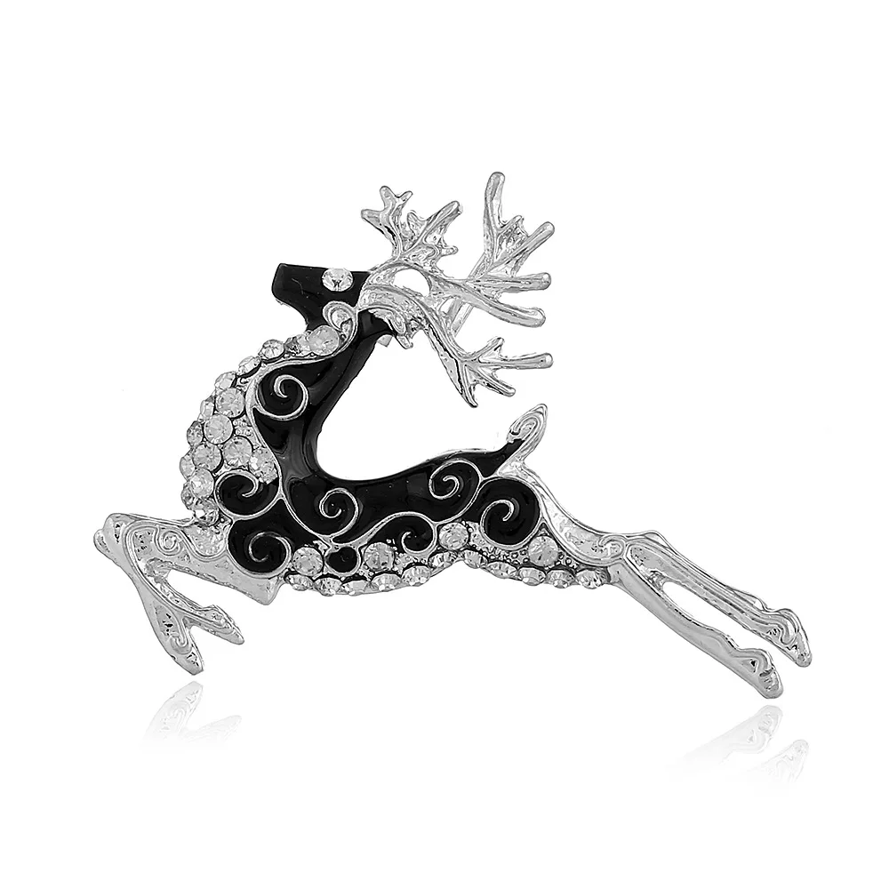 silver deer 1 Donarsei/Милая Рождественская брошь с героями мультфильмов для женщин и девочек; ботинки с оленями, снеговиком, деревом, Санта-Клаусом; ботинки с значками; вечерние подарки - Окраска металла: silver deer 1