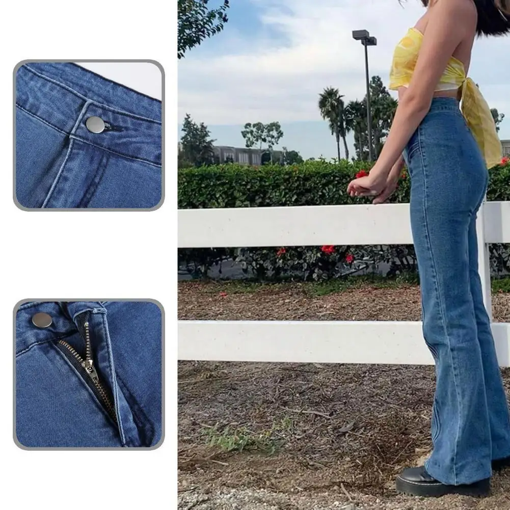 

Temperament Popular Solid Color All Match Denim Pants Women Autumn Jeans Flare for Office