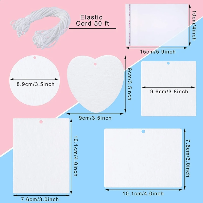 

50 Pieces Sublimation Air Freshener Sheets Blanks Felt Car White Fragrant Sheets X7YA