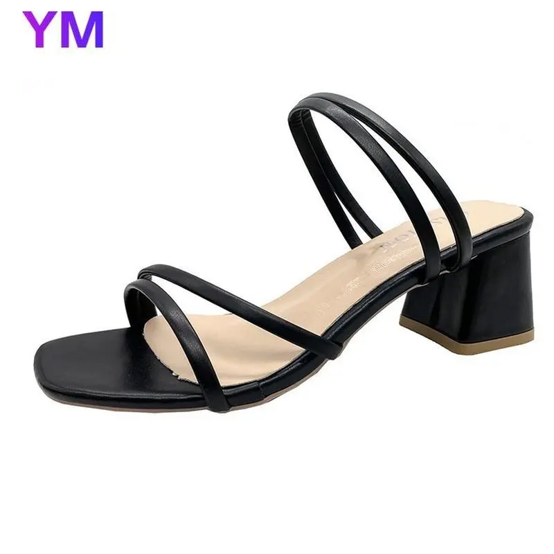 

2021 г., пикантные сандалии туфли с перекрестными ремешками черные туфли для женщин, сабо на каблуке, Женские Летние эспадрильи на танкетке ср...