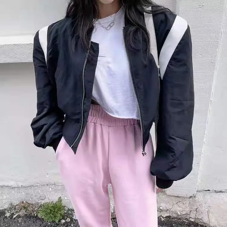 

SuperAen, новинка, тонкое пальто, женский кардиган, спортивный, Повседневный, подходит ко всему, модная бейсбольная куртка с рукавами-фонариками