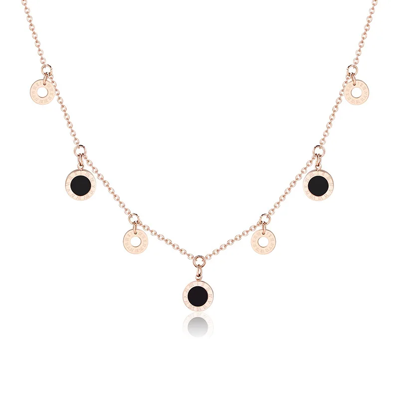 Женские ожерелье с подвеской в виде римскими цифрами из нержавеющей стали цвета