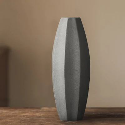 gray 30.5cm Японский дзен ручной работы керамическая ваза Геометрическая ваза домашний Декор Гостиная украшение креативный стол простые сухие цветочные украшения - Цвет: gray 30.5cm