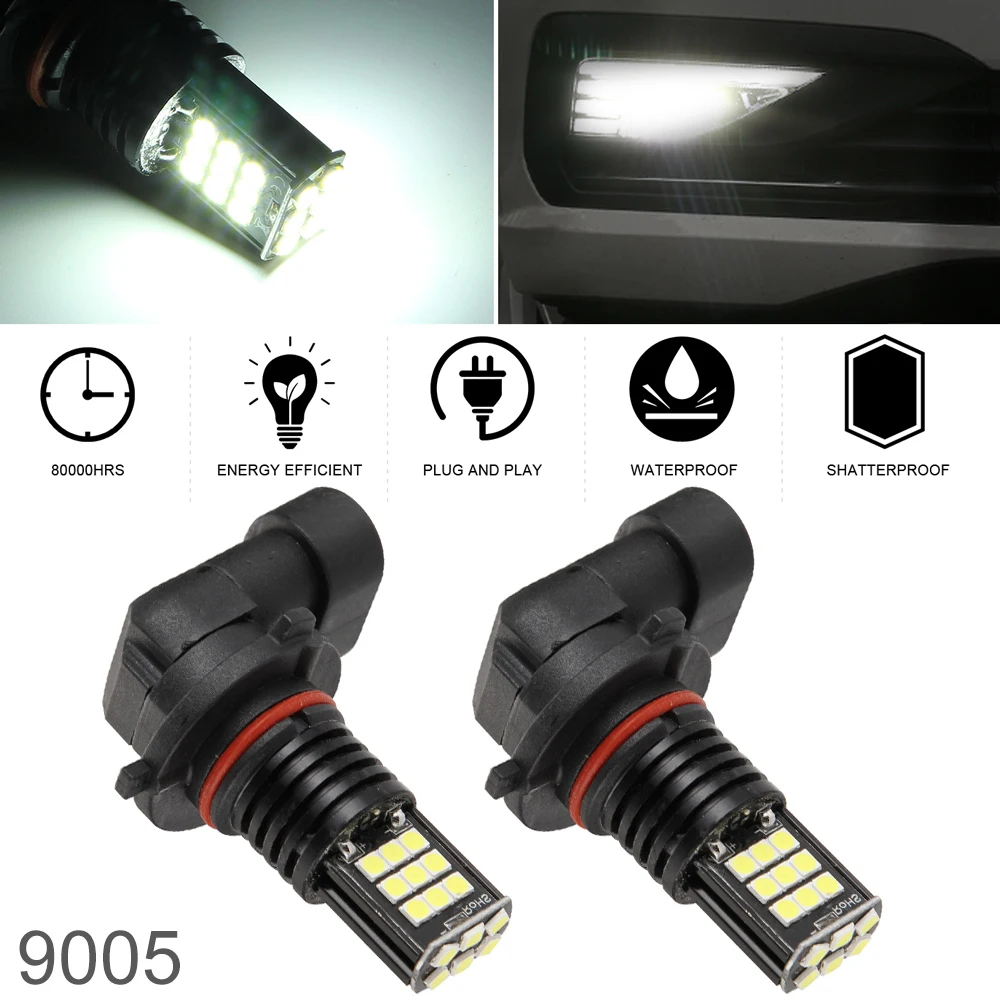 2 шт./компл. 24W 6000K 2400LM IP67 H16 / 5202 9005 HB3 Водонепроницаемый 3030SMD 3x8 светодиодный