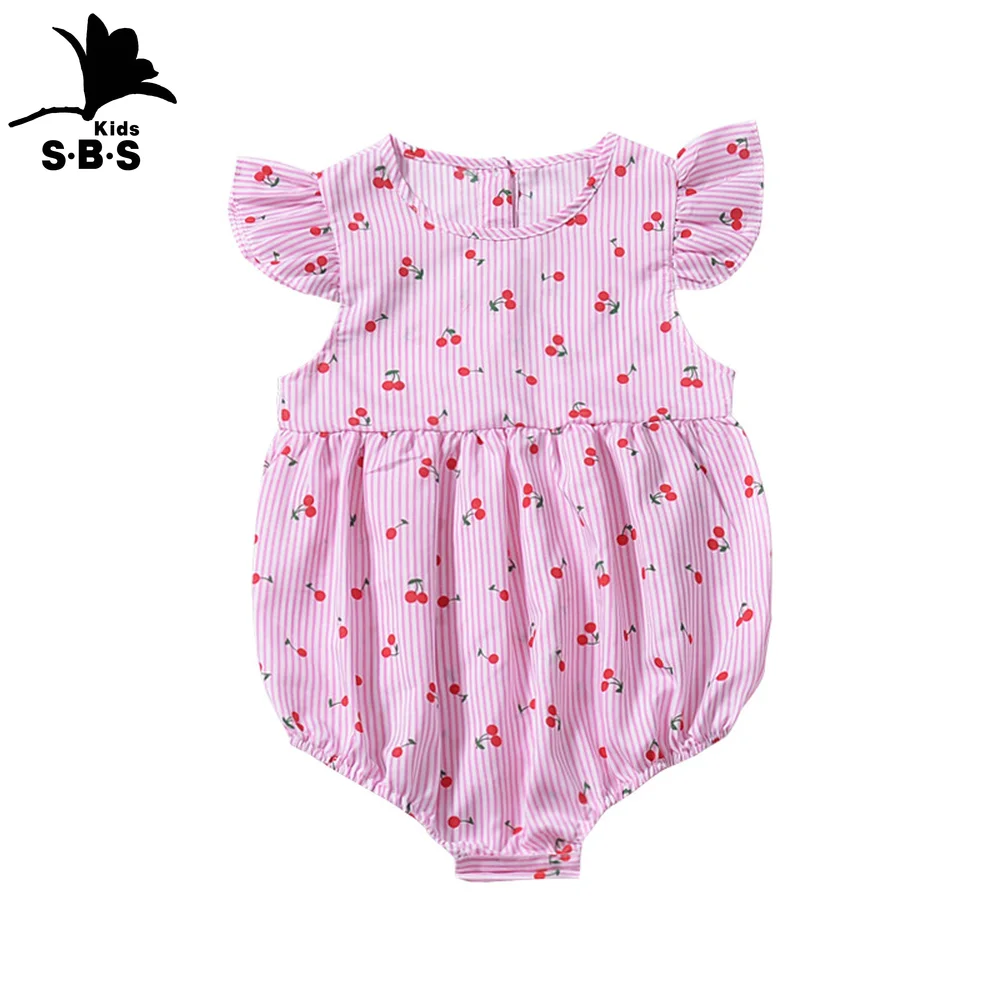 Комбинезон для маленьких девочек с принтом вишни Триангуляционные штаны Летняя