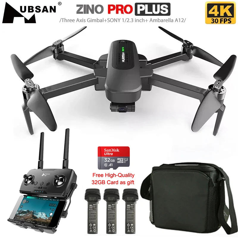 

Hubsan Zino Pro Plus Drone/Quadcopter With RC GPS 30FPS WiFi FPV 4K UHD Camera 3-Axis Gimbal Maximum Flight Time 43mins 8KM
