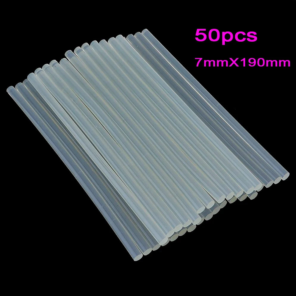50pcs 7mmx190mm 50-100 шт./лот 7 мм x 190 мм термоплавкий пистолет клеевые палочки пистолет клей DIY Инструменты для термоплавкого клея пистолет ремонт сплава аксессуары - Цвет: 50pcs 7mmx190mm
