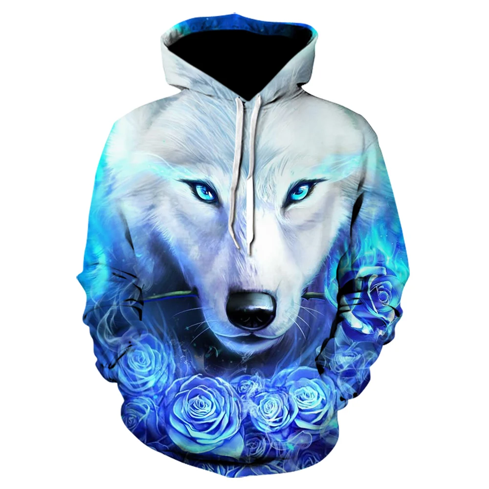 

2021 Autumn Men's Hoodie 3d Printing Wolf Head Men's and Women's Sweatshirt Fashion Street Hip Hop Clothing Long Sleeve Coat