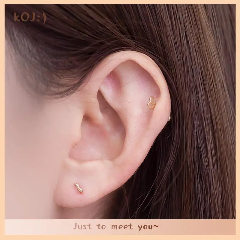 

KOJ S925 Sterling Silver Korea 14k Gold Earrings for Women Small Love Heart Screw Stud Earrings Ear Bone Nails Joyero Brincos