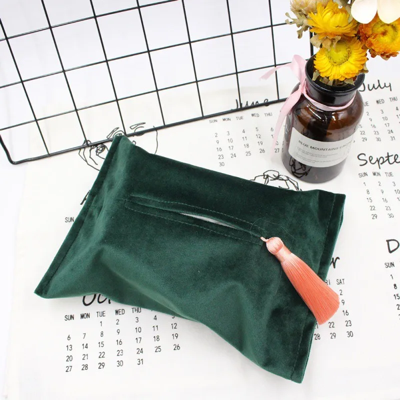 Бархатная коробка для салфеток домашняя простая однотонная | Дом и сад