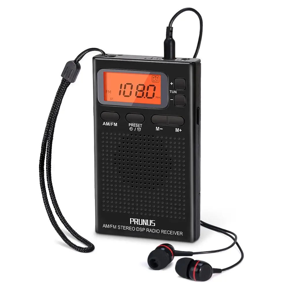 Портативный карманный мини радиоприемник с будильником PRUNUS J 125 AM/FM наушниками 12