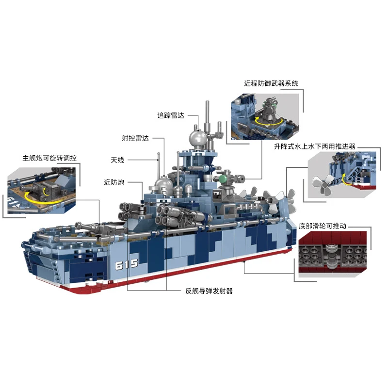Военная серия Вторая мировая война русский круизер модель MOC строительные блоки