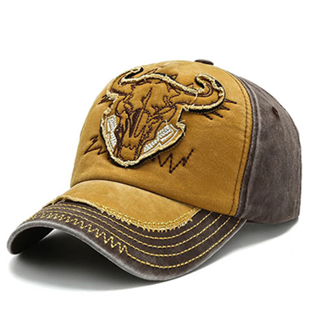 

Бейсболка для мужчин и женщин, хлопок, Ретро стиль, пэчворк, вышивка, кепка с бычьей головой, в стиле K-POP, летняя