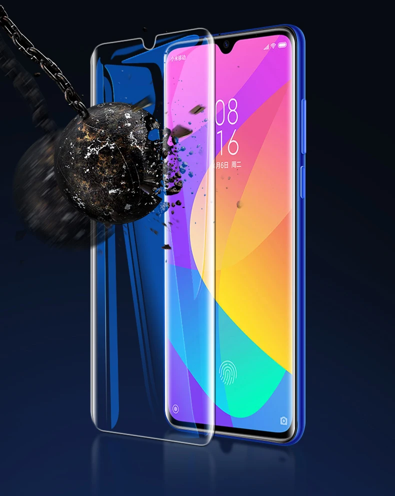 Новое ультрафиолет закаленное стекло для Xiaomi mi note 10 CC9 Pro жидкий клей защитная пленка Xiomi mi CC 9 Pro 8 7 9 пленка redmi note 8 7 6