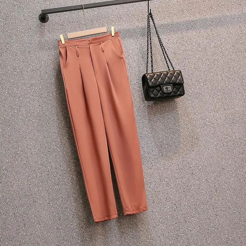 

Large Size Ladies' Spring New Younger Sister V-Neck Falbala Slacks Two-Piece Outfit Blouse Top Leisure Pants Casual