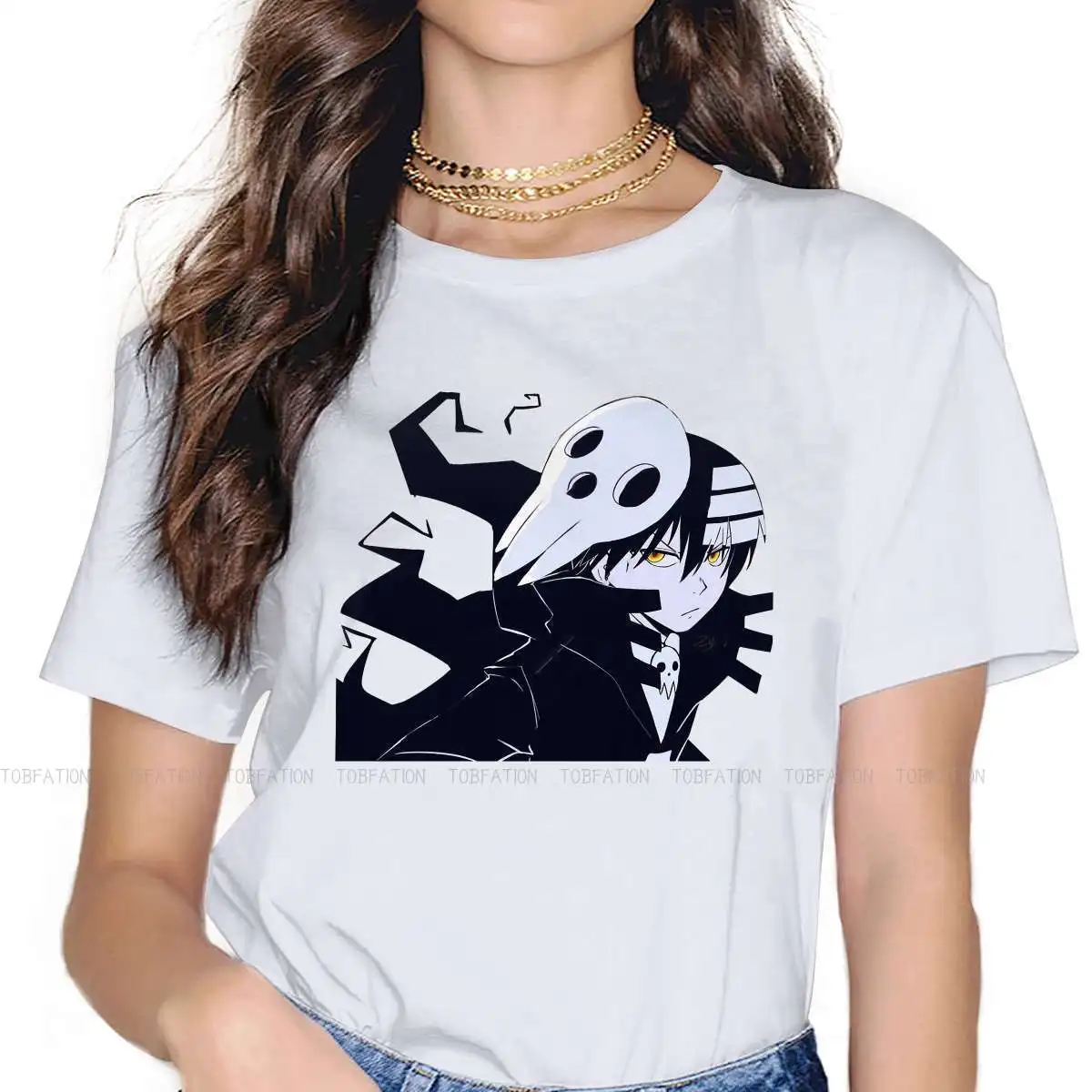 

the Kid Feminine Clothes Soul Eater Action Anime Oversized T-shirt Goth Vintage Female Blusas