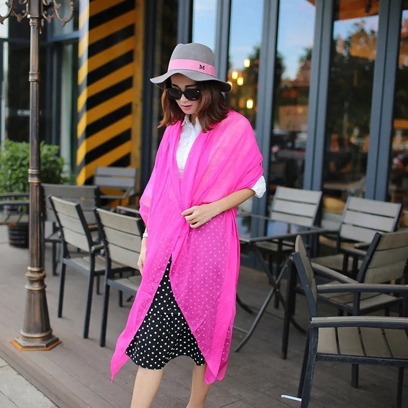 LA монохромный Яркий шелковый новый шарф из хлопка и льна Однотонный женский