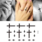 Татуировка переводная Временная водостойкая, наклейка маленькая с крестом на палец, переводная татуировка на воду, ненастоящая татуировка для девушек и мужчин