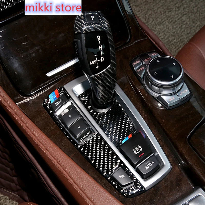 

Carbon Fiber Center Console Gear Shift Panel decoration cover trim Sticker for BMW 5 7 series X3 X4 F10 F07 F25 F26 Car styling