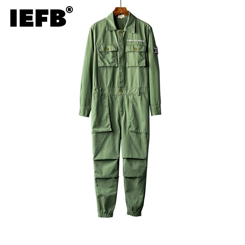 

Комбинезон IEFB 9Y8187 мужской с длинным рукавом, спецодежда, повседневные однобортные длинные брюки с множеством карманов, с лацканами, весна-о...