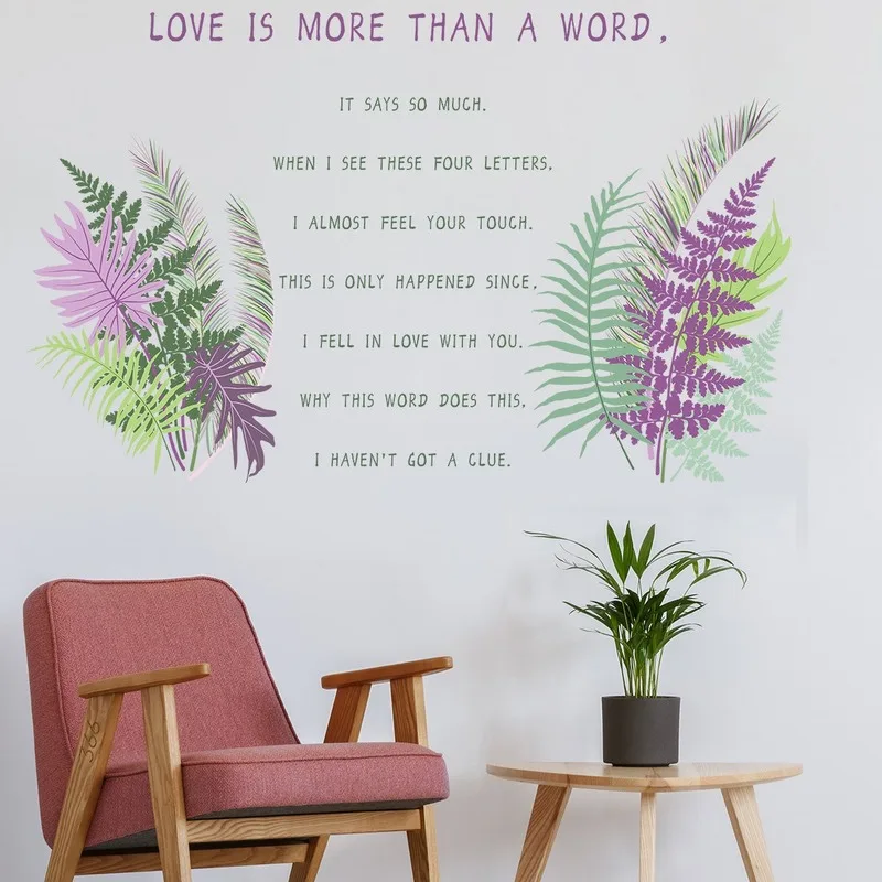 

Fresh Green Garden Plant Leaf Wall Sticker Home Decoration Aesthetic Art Mural Decal Living Room Bedroom Decor Removable